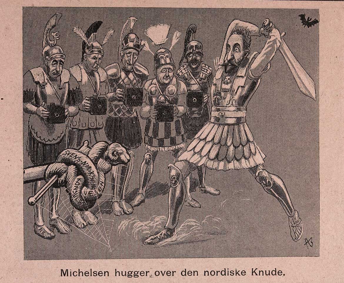 Karikaturtegning av Christian Michelsen