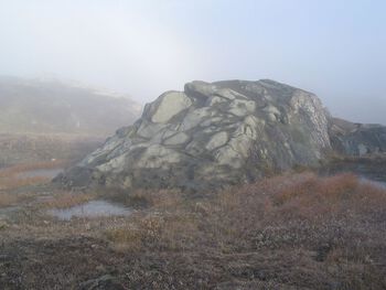 Bildet er fra&amp;#160;Sandbekkdalen i Kvikneskogen. Ved klebersteinsbruddet her ble det i bron­se­­alder­en produsert boller og kar. Les mer om hvordan høyfjellsområdene ble brukt i bronsealderen .&amp;#160;Foto: Hedmark fylkeskommune