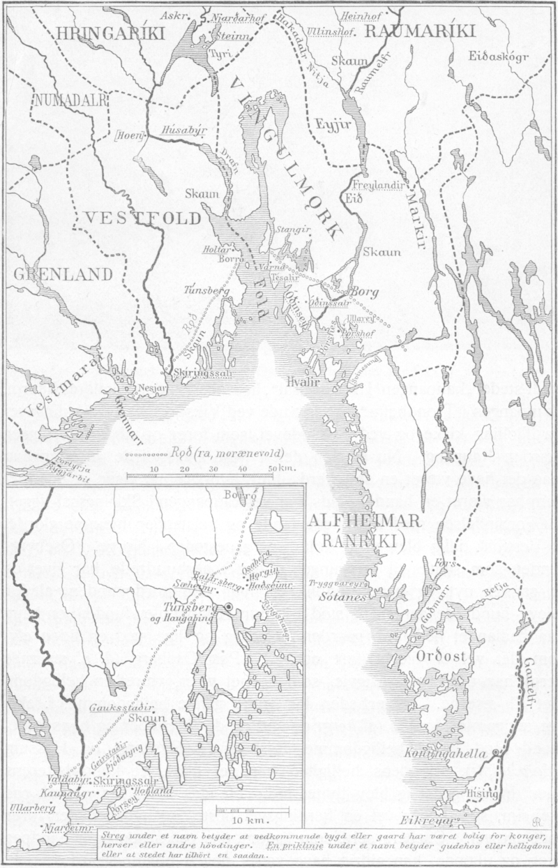 Tegnet kart over Viken
