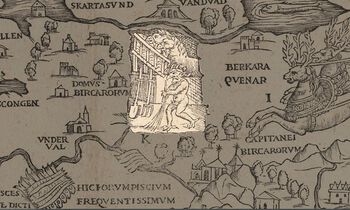 På Olaus Magnus sitt kart over Norden i 1539, Carta Marina, kan en i Nordland skimte en djevel som feier foran et hus. En av tusen ble henrettet under hekseprosessene i Norge&amp;#160;på 1500- og 1600-tallet .&amp;#160;Foto: Biblioteket Uppsala universitet