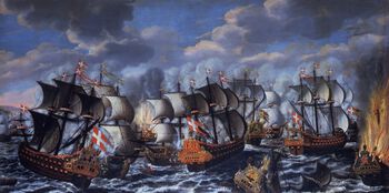 I 1677 vant danskene en avgjørende seier over den svenske flåten i Køge Bugt sør for København, men rivaliseringen mellom landene tok ikke slutt. Les mer om den nordiske maktkampen på 1500- og 1600-tallet . Maleri av Claus Møinichen fra 1686–1688. Foto: Lennart Larsen/Tilhører den danske stat