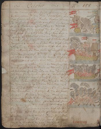 En side fra&amp;#160;matros Niels Trosners dagbok fra 1710 som beskriver et sjøslag&amp;#160;under den store nordiske krig. Som et ledd i krigen til havs ble&amp;#160;private handelsfartøy forvandlet til militærfartøy gjennom såkalte kaperkommisjoner. Les mer om kaperfarten under den store nordiske krig .&amp;#160;Foto: Riksarkivet&amp;#160;