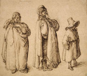 Utover 1600-tallet ble det vanlig å lage fremstillinger av tatere/romanifolk som begikk tyveri og andre lovbrudd i Eupropa . Den nederlandske kunsteneren Jacques de Gheyn 2. skilte seg i så måte fra sine samtidige kollegaer. Han hadde en dyp fascinasjon for nomadiske folkeslag og er kjent for sine naturalistiske fremstillinger. Her ser vi én av hans pennetegninger med tittelen "Tre sigøynere" fra ca. 1605. Foto: The Art Institute of Chicago