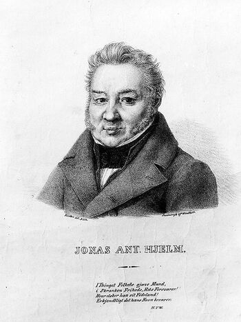 Jonas Anton Hielm (1782–1848) var regjeringsadvokat og aktiv skribent tidlig på 1800-tallet. Hans kritiske bemerkninger om Christian Magnus Falsen i det politiske opposisjonsbladet Det norske Nationalblad førte til rettsak, som Hielm tapte. Han fortsatte som politiker og fungerte som stortingsrepresentant for Smaalenenes amt (Østfold) i fire omganger. Les mer om ytrings- og trykkefriheten i Norge etter 1814 . Portrett av Jonas Anton Hielm utført av Johannes Flintoe. Foto: Norsk portrettarkiv/Riksantikvaren/ CC PDM
