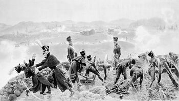 Slaget ved Langnes, øst for Askim, 9. august, var et avgjørende slag som ble utkjempet i krigen mellom Norge og Sverige i 1814. Christian Frederik ga ordre om tilbaketrekning over Glomma etter at slaget var utkjempet. Les mer om&amp;#160; bakgrunnen for Mossekonvensjonen, som&amp;#160;endte krigen mellom Norge og Sverige .&amp;#160;Illustrasjon av Andreas Bloch (1860–1917). Foto: falt i det fri