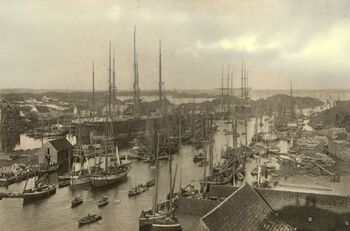 Hasseløysund i Haugesund 1897. Foto: Haugalandmuseet.