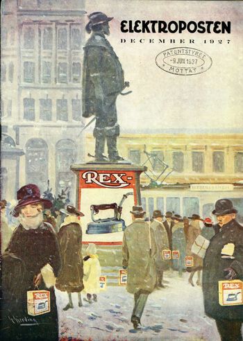 Strykejern på Stortorvet, Oslo:&amp;#160;forside til Elektroposten , desember 1927, månedsblad utgitt av Elektrisk Bureau. Les mer om ideen om det moderne hjemmet i mellomkrigstiden .&amp;#160;Foto: Norsk Teknisk Museum/ CC BY-NC-ND