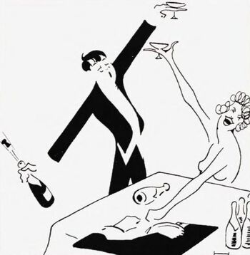 «Er det ikke – hikk! skjønt å vite at hver flaske vi tømmer – hikk! pløier en ny fure i Frankrigs jord.» Kommentartegning til handelstraktaten mellom Norge og Frankrike i 1921 av tegneren Otto von Hanno. Da Vinmonopolet ble opprett et var det ikke bare norske behov en måtte ta hensyn til. Også landene som sto for store deler av vinimporten til Norge hadde sterke meninger om den nye ordningen for salg av alkohol.