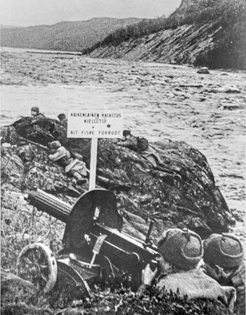 Sovjetiske tropper i finsk-norsk grenseområde. Les om den sovjetiske frigjøringen av Øst-Finnmark i 1944 . Foto: ukjent/NTBs krigsarkiv, Riksarkivet/ CC BY-SA