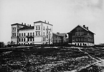 Den første norske skolen for «aandelig abnorme børn» ble startet i 1874 av Johan Anton Lippestad og Hans Hansen. Fire år senere ble skolen kjønnsdelt. Fra 1880 fortsatte Hansen gutteundervisningen i lokaler på Lindern i Oslo, som sees her. Lippestad ble senere direktør for Abnormskolevæsenet. Da Lippestad døde, tok legen Ludvig Larsen Kragtorp over, og i 1921 utalte han at «De virkelige aandssvake kan ikke undervises». Sosiallovkomiteen, som hadde blitt nedsatt i 1935, leverte sin innstilling i 1945 og konkluderte med at «omsorgen for åndssvake er et sosialmedisinsk spørsmål». Innstillingen argumenterte for å nekte «åndssvake» å gifte seg eller eventuelt å sterilisere dem før de inngikk ekteskap. Les om sterilisering av «åndssvake» og andre før krigen og under krigen .&amp;#160;Foto: O. M. P. Væring/Oslo Byarkiv/ CC BY-SA