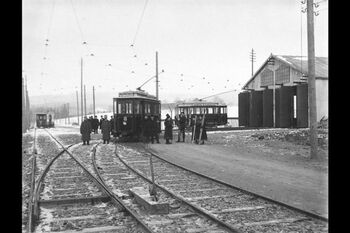 Majorstuen stasjon i år 1900. Fotograf: Skøien. Eier: Oslo byarkiv.
