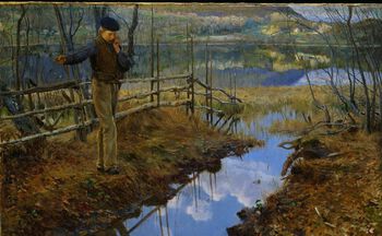 Christian Skredsvig: Seljefløyten (1889). Foto: Nasjonalmuseet.