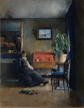 Harriet Backer: Blått interiør (1883). Foto: Nasjonalmuseet / Høstland, Børre.