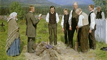 Erik Werenskiold: En bondebegravelse (1883-1885). Foto: Nasjonalmuseet / Høstland, Børre.