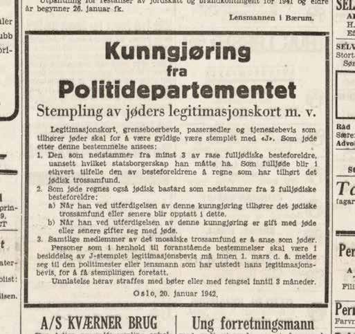 Annonse i Aftenposten, torsdag morgen 22. januar 1942, s. 9.