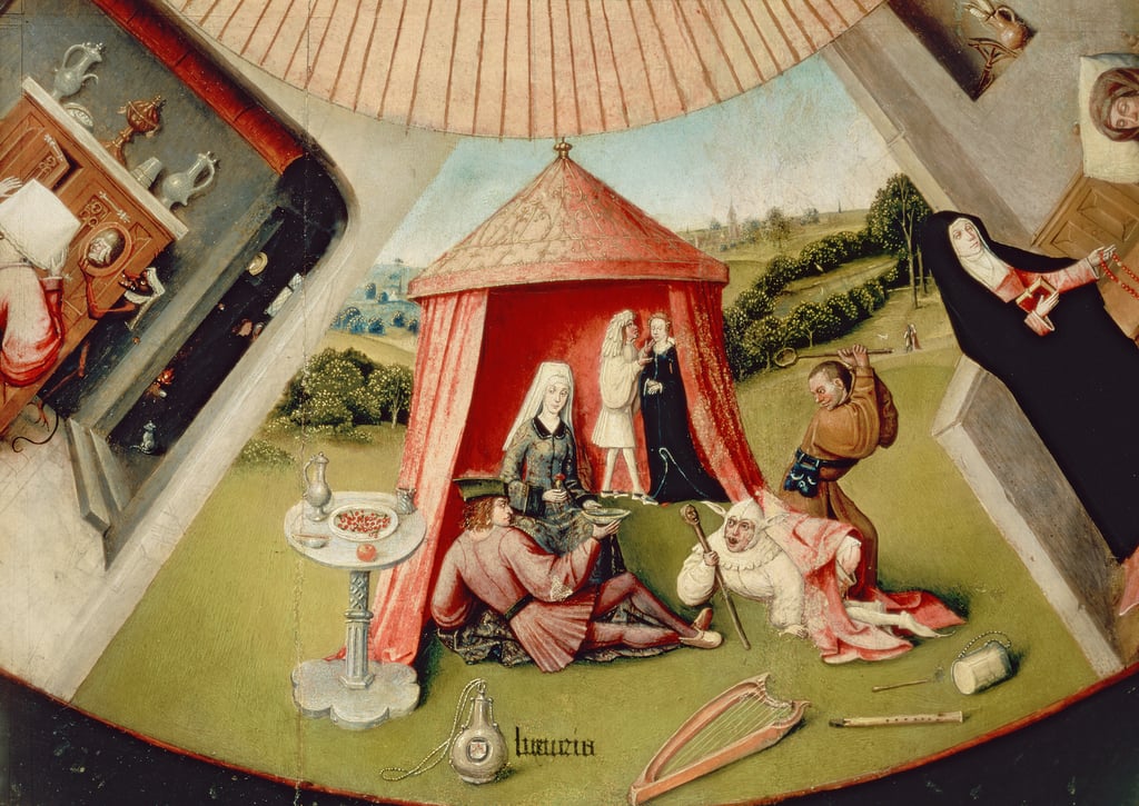 Detalj "luxuria" fra et maleri av de syv dødssyndene fra ca. 1500